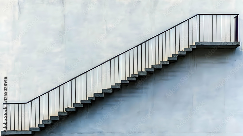 Concrete Staircase Illustration Against Wall Concrete Staircase Illustration Against Wall