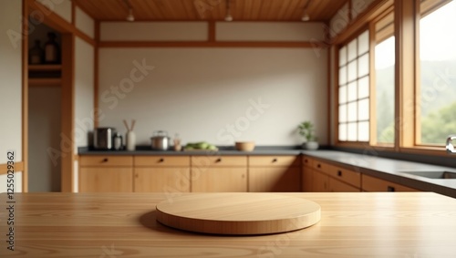 Serene japaneseinspired kitchen interior photo