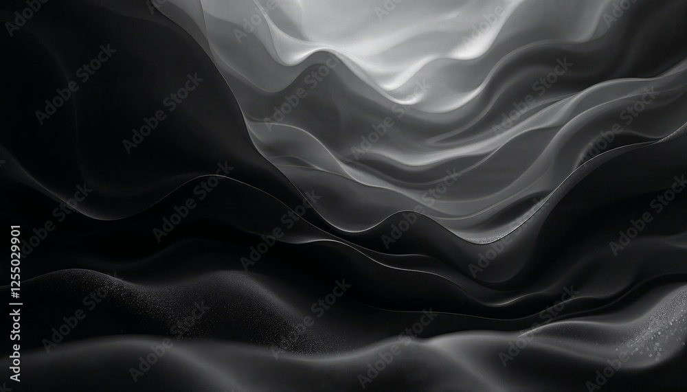 Fototapeta premium Abstract monochrome waves ripple gracefully in shadowed gradients