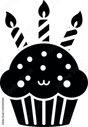 Birthday Cupcakes with Colorful Decorations