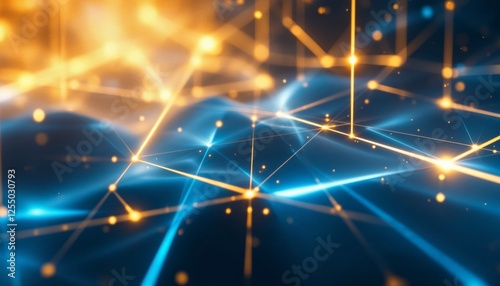 Abstract network connections with glowing lines and nodes background