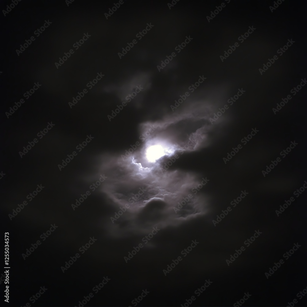 Night Sky Luminescence of the Moon Obscured Behind Wisps of Fleeting Clouds Atmosphere Night Sky Luminescence of the Moon Obscured Behind Wisps of Fleeting Clouds Atmosphere
