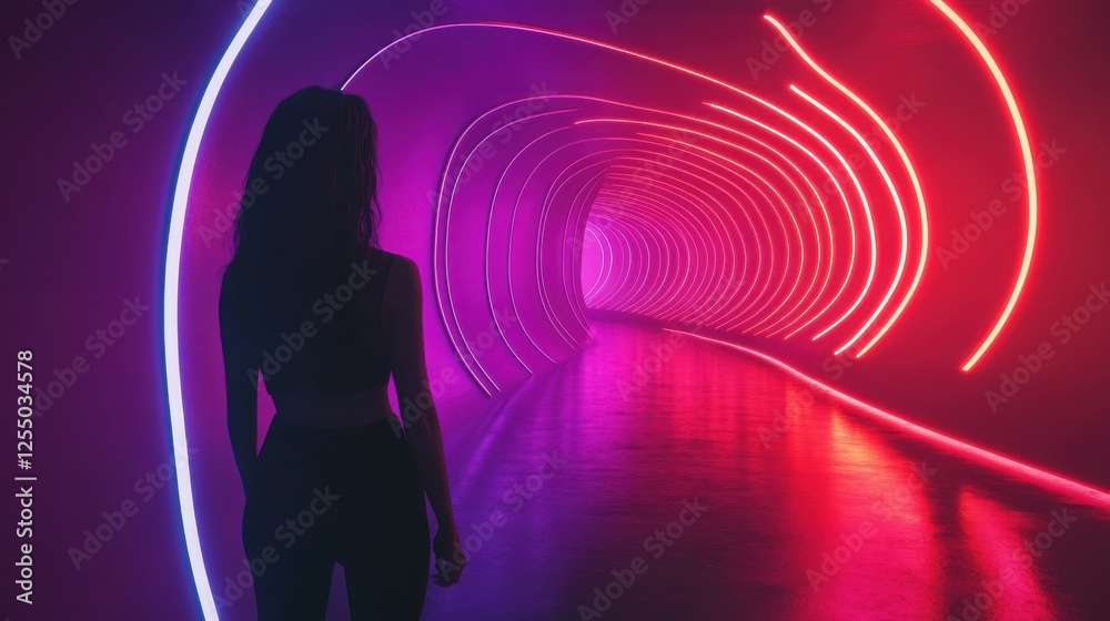 glowing curvy lines create futuristic minimalist look abstract neon glowing curvy lines create futuristic minimalist look abstract neon