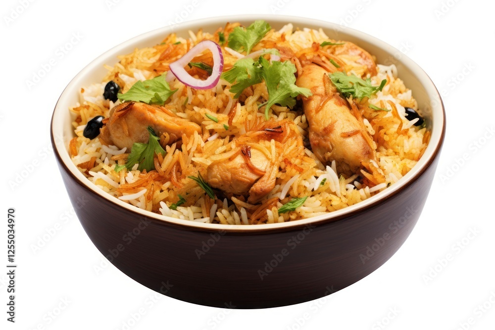 Chicken biryani food rice white background. Chicken biryani food rice white background.