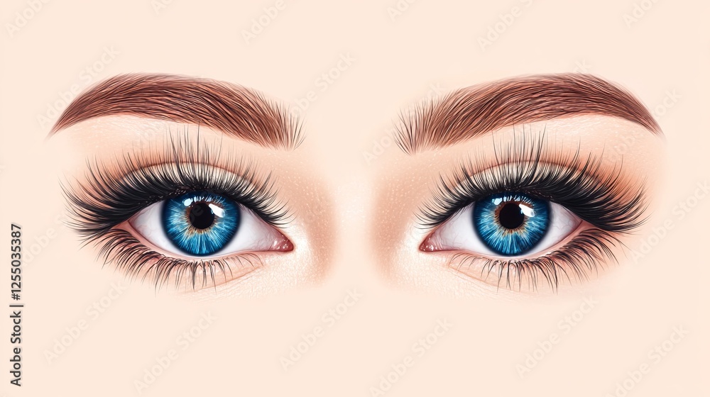 Fototapeta premium Captivating Realistic Eyes Showcasing Long Lush Eyelashes Exuding Depth and Emotion in a Natural Setting with Soft Lighting Bringing Out the Beauty of Human Expression and Features