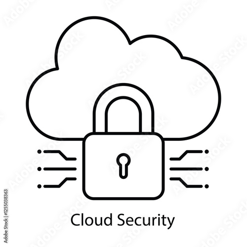 Cloud Security Icon – Cloud with Padlock Ensuring Protection of Data Stored Online