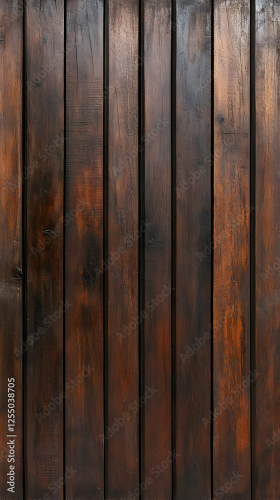 Naklejka premium Dark Brown Wood Planks Texture Background Illustration