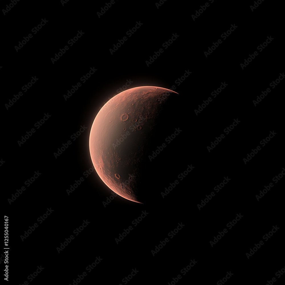 Partially Illuminated Planetary Body Displaying Craters and a Textured Surface in Deep Space 80chars Partially Illuminated Planetary Body Displaying Craters and a Textured Surface in Deep Space 80chars