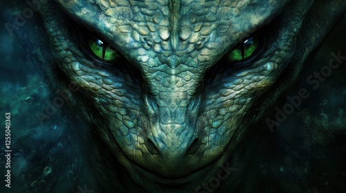 Reptilian face close up portrait - ai illustration also called reptoids, archons, reptiloids, saurians, draconians, or lizard people. Draconian. Illustration