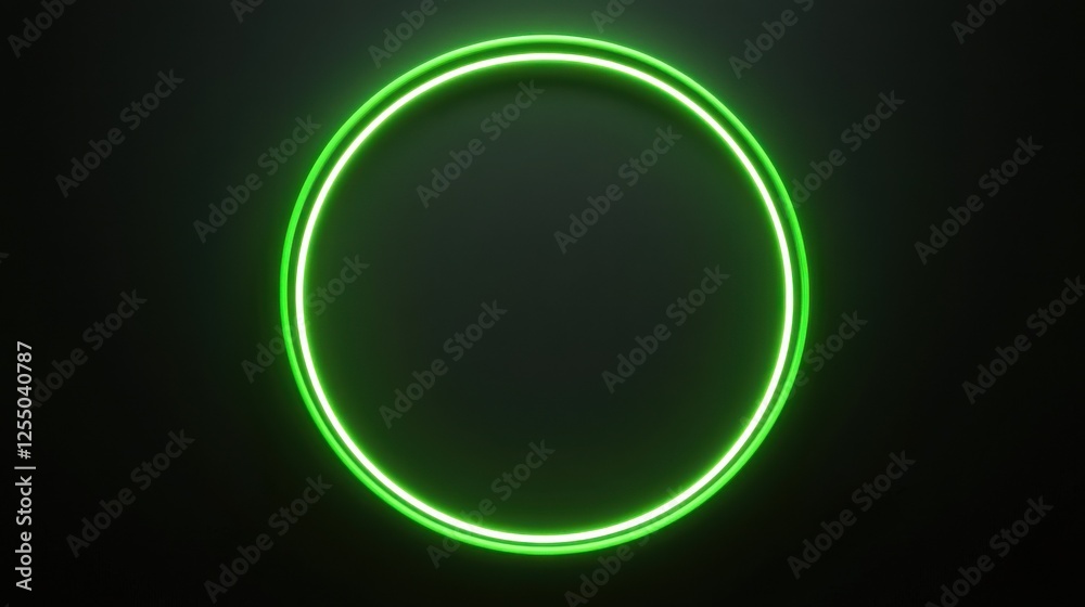 A glowing neon green circle on a black background, a simple and minimalistic design with a large empty space in the center. A glowing neon green circle on a black background, a simple and minimalistic design with a large empty space in the center.