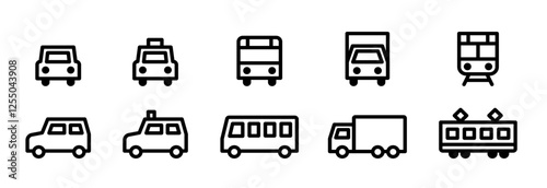 車・バス・電車の乗り物・交通手段のアイコンセット1