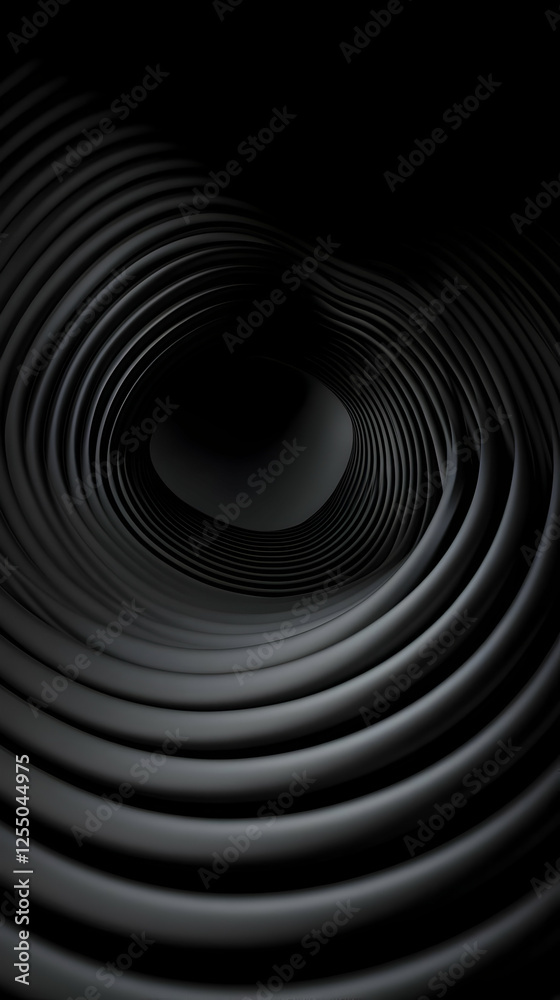Obraz premium Abstract 3D Black Swirling Vortex Background Illustration