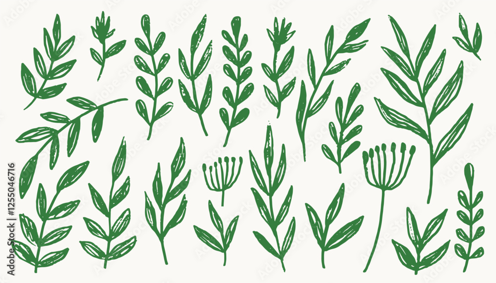 set of hand drawn leaves vector set of hand drawn leaves vector