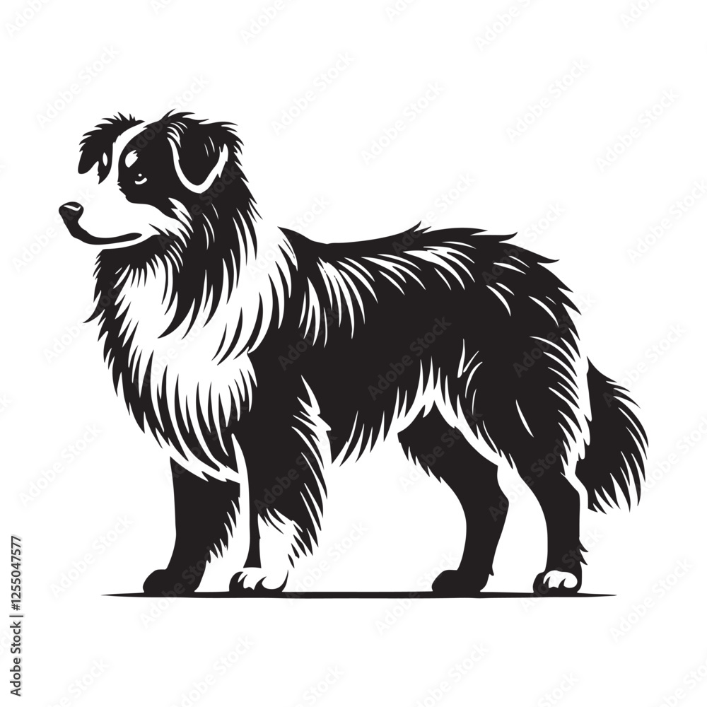 Australian Shepherd silhouette emphasizing strength and agility - Australian Shepherd illustration - minimal Australian Shepherd vector - dog silhouette
Australian Shepherd silhouette emphasizing strength and agility - Australian Shepherd illustration - minimal Australian Shepherd vector - dog silhouette