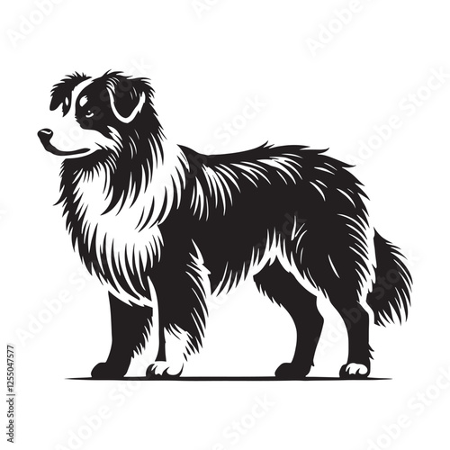 Australian Shepherd silhouette emphasizing strength and agility - Australian Shepherd illustration - minimal Australian Shepherd vector - dog silhouette
