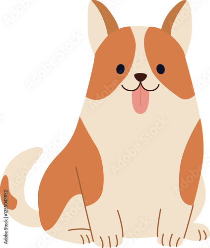 Colorful illustration of corgi dog sitting. Cute pet isolated on white background