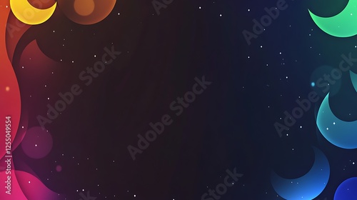 Abstract colorful shapes, dark background, design element, possible use as wallpaper photo