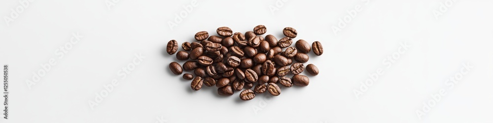 Roasted Coffee Beans Mix, Overhead View Arrangement on a Plain Background With Natural Lighting Roasted Coffee Beans Mix, Overhead View Arrangement on a Plain Background With Natural Lighting