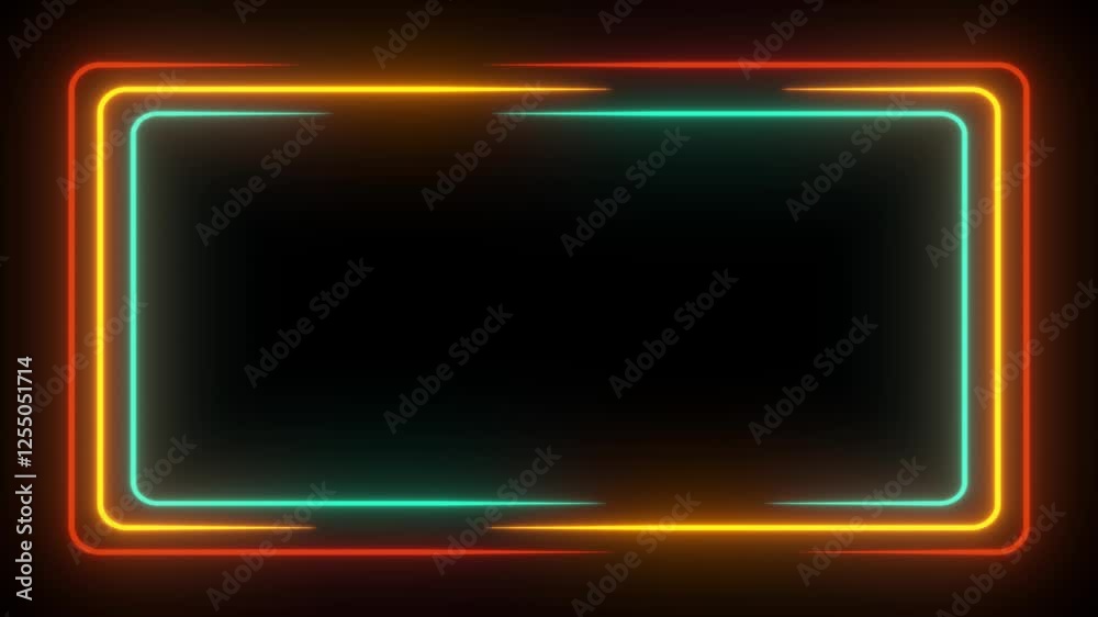 A neon colored frame moves across a black screen. A neon colored frame moves across a black screen.