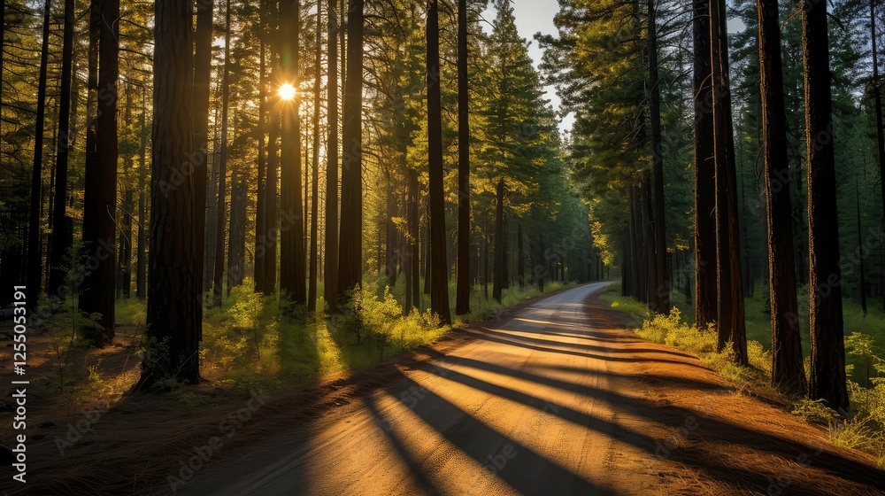Fototapeta premium shadows road trees