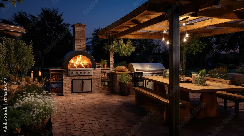 Obraz premium fired outdoor kitchen