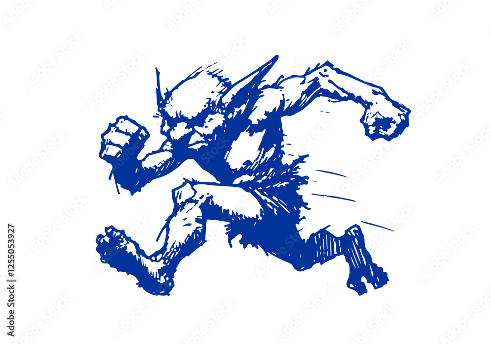Obraz premium Goblin hand drawn sketch vector