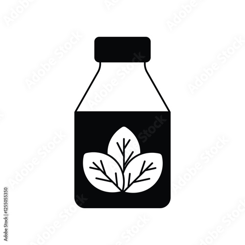 herbal glyph outline icon with white background vector stock illustration