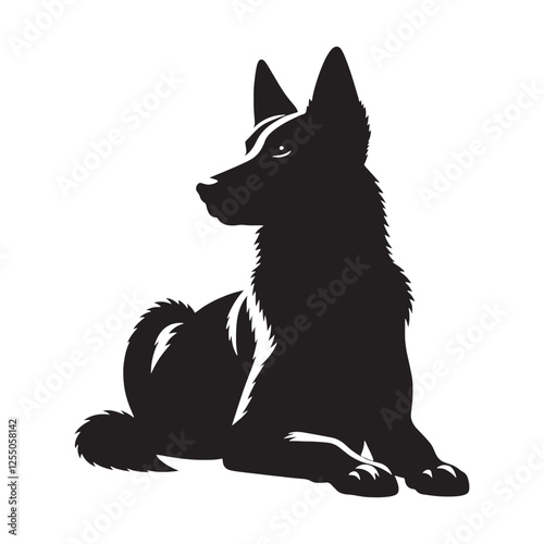 Classic Belgian Malinois silhouette highlighting its noble stature - Belgian Malinois illustration - minimal Belgian Malinois vector - dog silhouette
