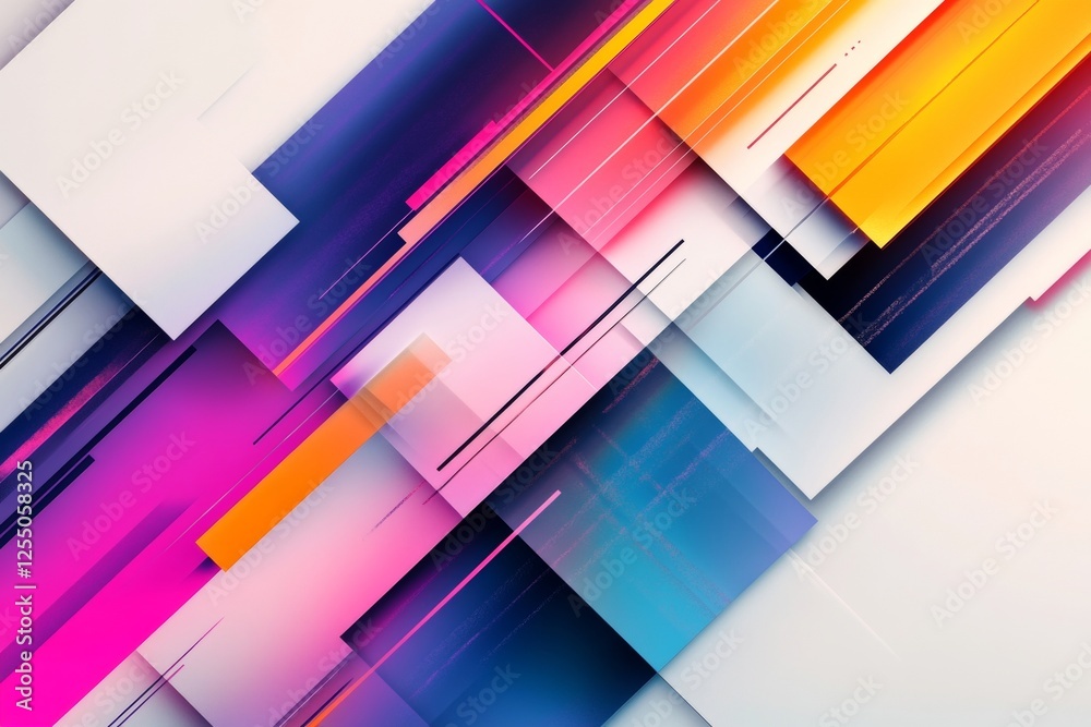 Obraz premium Vibrant abstract geometric background with dynamic lines and layered colors for modern design
