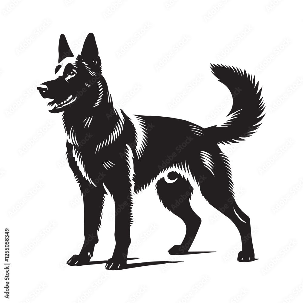 Expressive Belgian Malinois silhouette for digital artwork and design - Belgian Malinois illustration - minimal Belgian Malinois vector - dog silhouette
Expressive Belgian Malinois silhouette for digital artwork and design - Belgian Malinois illustration - minimal Belgian Malinois vector - dog silhouette