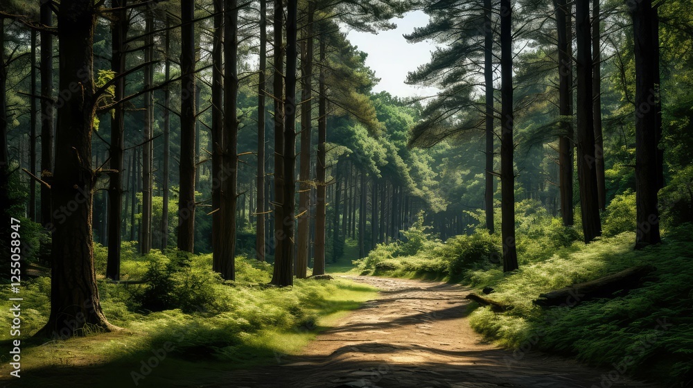 Obraz premium path pine tree forest