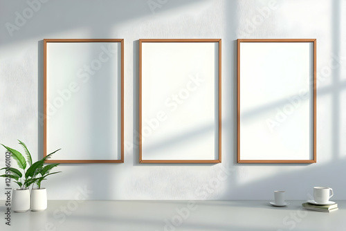 Three Blank Frames Minimalist 3D Illustration