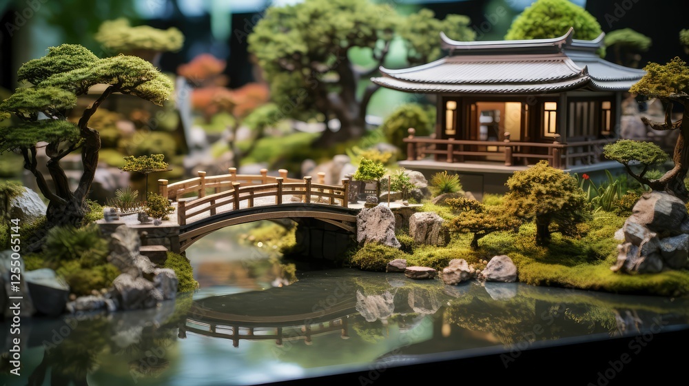 Naklejka premium bridge landscaping house