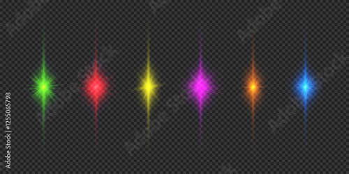 Set of multicolor light effects of lens flares