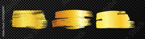 Set of gold hand drawn brush strokes