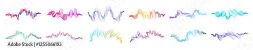 Set of abstract backdrops with multicolor waves