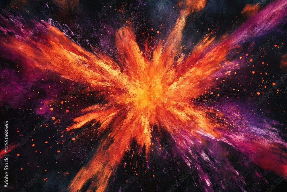 custom made wallpaper toronto digitalDramatic Abstract Burst of Intense Fiery Reds, Bright Oranges, and Deep Purples, Creating a Vibrant Explosion of Color in a Dark Background, Perfect for Artistic Wallpapers, Textures, and Copyspace.