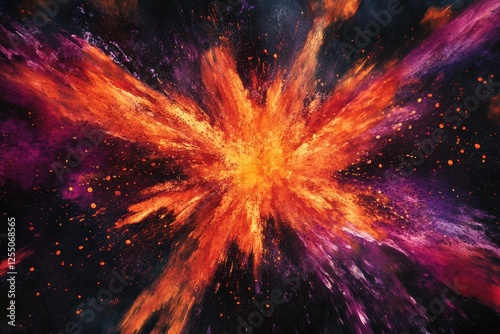 Wallpaper Mural Dramatic Abstract Burst of Intense Fiery Reds, Bright Oranges, and Deep Purples, Creating a Vibrant Explosion of Color in a Dark Background, Perfect for Artistic Wallpapers, Textures, and Copyspace. Torontodigital.ca