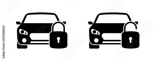 Car locked icons. Silhouette style. Vector icons.