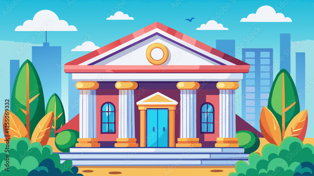 Obraz premium bank building vector illustration