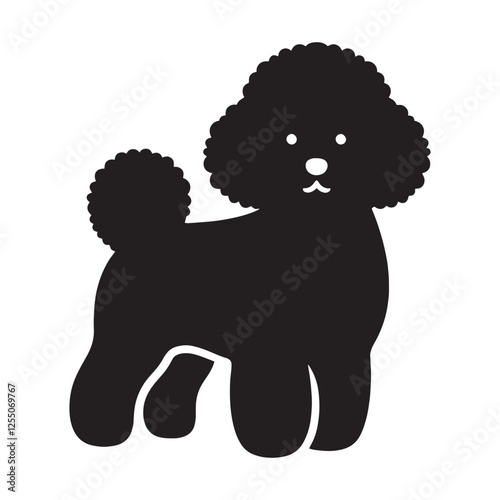 Minimalist Bichon Frise silhouette emphasizing its fluffy coat - Bichon Frise illustration - minimal Bichon Frise vector - dog silhouette
