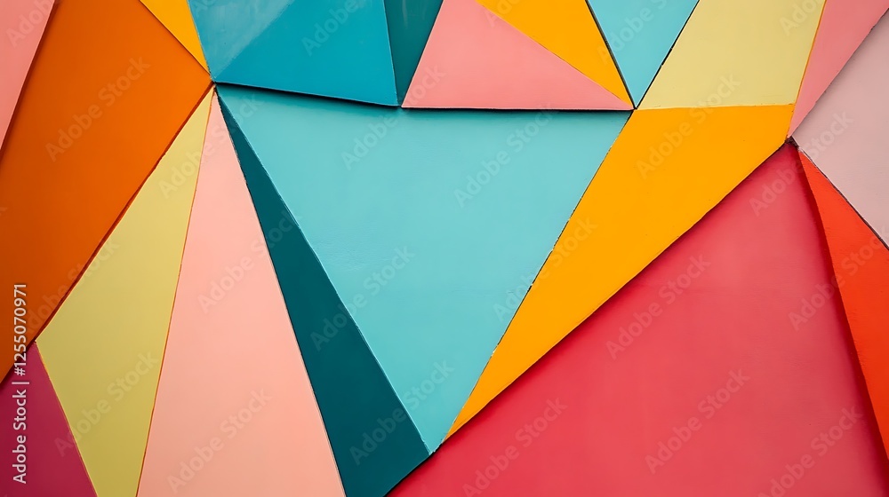 Fototapeta premium Colorful triangular pattern wall art