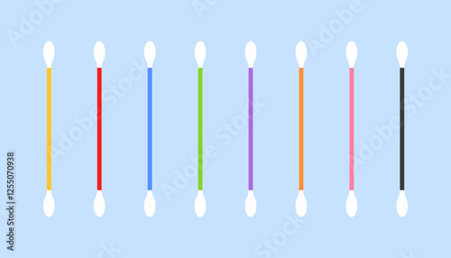 Ear stick set icons. Flat style. Vector icons.