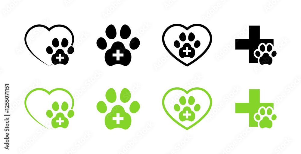Zoo medicine set icons. Flat and silhouette style. Vector icons. Zoo medicine set icons. Flat and silhouette style. Vector icons.