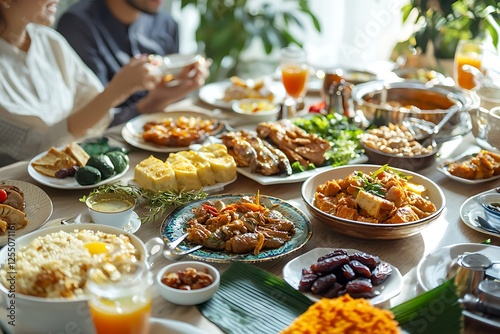 festive table with traditional eid dishes