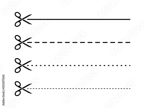 Scissors set icons. Linear style. Vector icons.