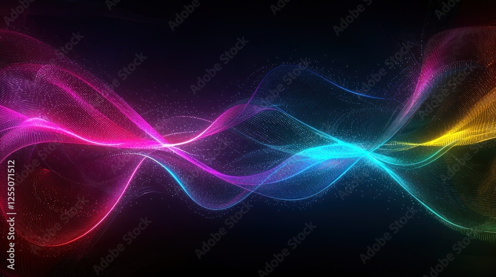 Fototapeta premium Modern Digital Abstract Art with Glowing Lines and Neon Colors