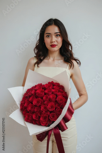 girl with a bouquet of roses