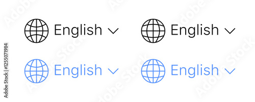 English set icons. Linear and flat style. Vector icons.