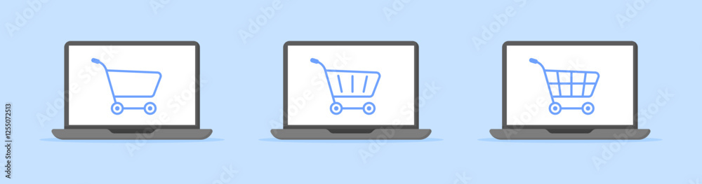 Internet shopping set icons. Laptop icons. Flat style. Vector icons. Internet shopping set icons. Laptop icons. Flat style. Vector icons.